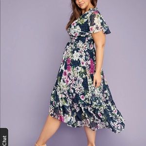 Lane Bryant 14/16 V-Neck Floral Hi Low Maxi Dress